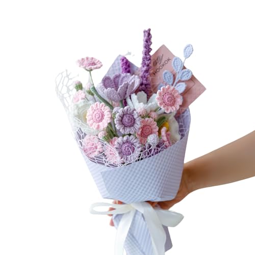HOOKOK Crochet Flower Bouquet -Knitted Flower Bouquet... - Jardin & Extérieur en promo à 14.51€