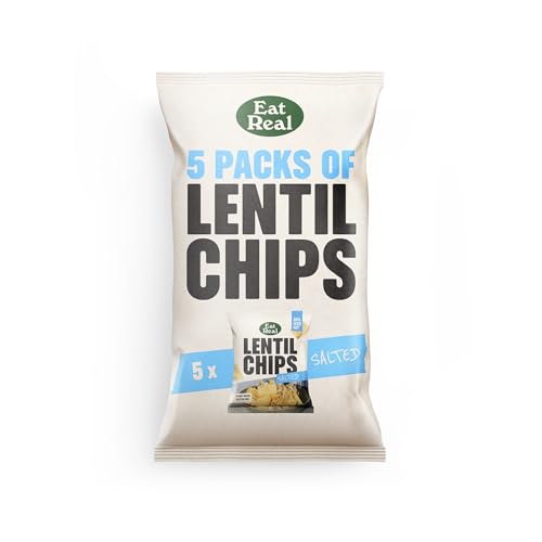 Eat Real Multipack - 5 x 18g Salted Lentil Chips - Épicerie Amazon Royaume-Uni à 1.75€