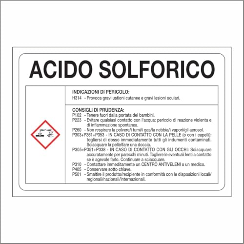 GLOBAL CARTELLO SEGNALETICO - ACIDO SOLFORICO RISCHI E... - Fournitures Bureau en promo à 2.49€