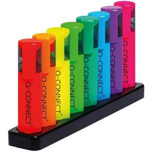 Q-Connect Deskset with 8 Neon Highlighters (Pack of 8) - Amazon Royaume-Uni à 5.65€