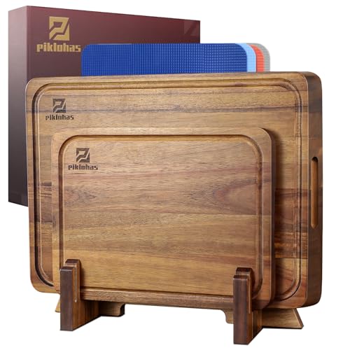 Piklohas Grande planche à découper en bois d'acacia, pieds... - Maison & Cuisine Amazon France à 49.26€