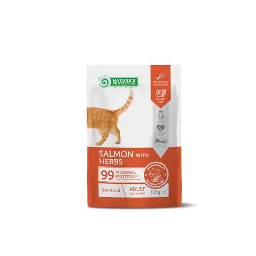 Natures P Cat STERILISED mit Lachs und Kräuterbeutel, 100 g - Animalerie Amazon Allemagne à 1.96€
