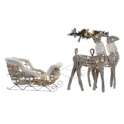 DECORACION SET 3 LED MIMBRE 60X30X37 BLANCO - Amazon Espagne à 65.48€