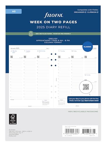A5 Week on two pages English column format recycled paper... - Fournitures Bureau Amazon Royaume-Uni à 2.05€