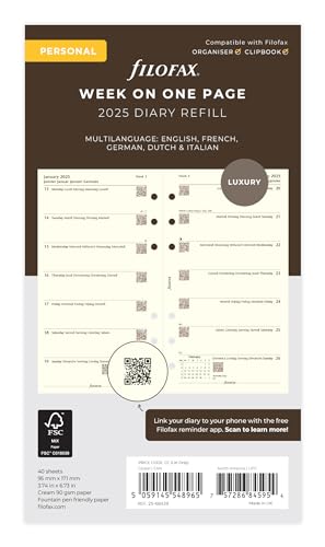 Filofax Persönliche Woche pro Seite, 5 Sprachen... - Fournitures Bureau Amazon Allemagne à 4.55€