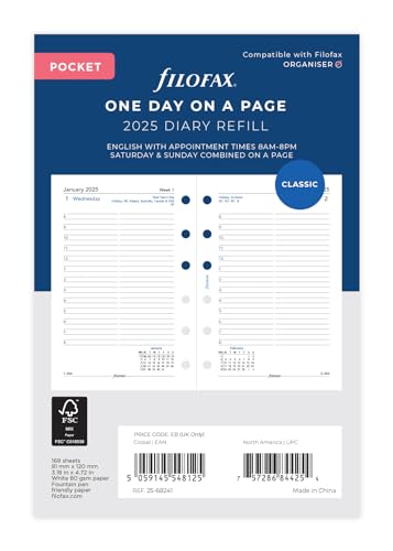 Filofax Agenda de citas en inglés de bolsillo día por... - Fournitures Bureau en promo à 3.69€