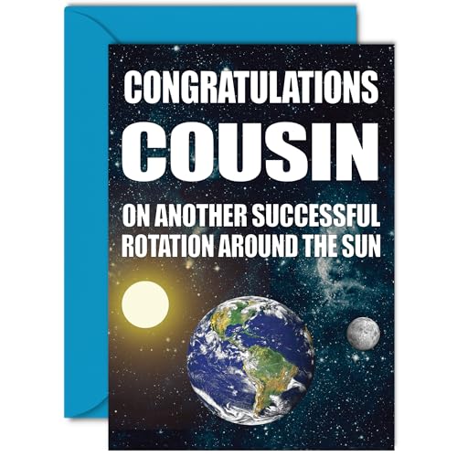Funny Birthday Cards for Cousin - Earth Rotation - Joke... - Auto & Moto en promo à 2.75€