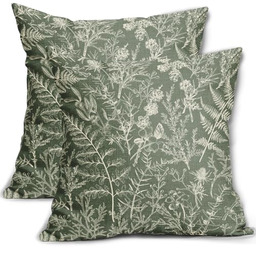 sorfbliss Set of 2 Sage Green 20x20 Botanical Floral Print... - Maison & Cuisine Amazon Royaume-Uni à 1.00€