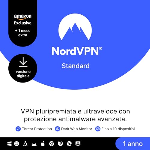 NordVPN Standard, Esclusiva Amazon, 10 Dispositivi, 1-Anno... - Jouets & Jeux Amazon Italie à 47.99€