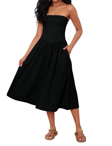 Livtany Schulterfreies Midi-Kleid, trägerlos, ärmellos... - Erreur de prix -78% à 8.72€