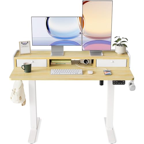 YIHAYO Bureau Assis Debout avec Deux tiroirs, 120 x 60 cm... en promo à 99,73€ (-36%) sur Amazon FR
