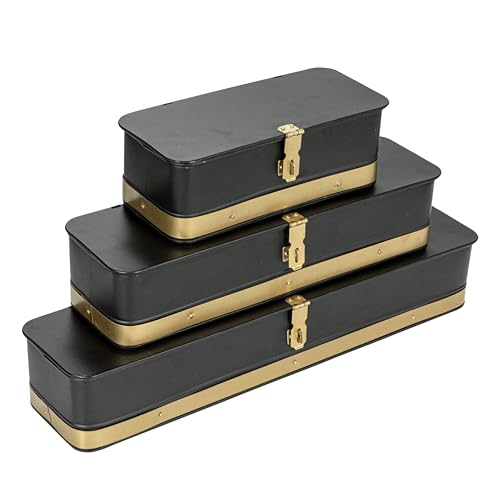 Creative Co-op Decorative Metal Boxes with Lid, Black with... - Livres & eBooks Amazon Royaume-Uni à 37.26€