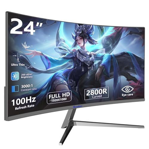 Sealan Écran incurvé 24" 16:9 - Affichage LED FHD 100 Hz... - High-Tech & Électronique Amazon France à 108.49€