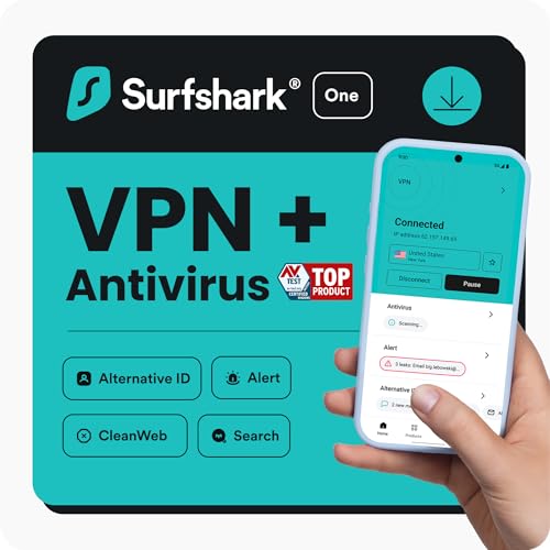Surfshark One, VPN, Antivirus, 6 Months, Digital Code en promo à 24,99€ (-0%) sur Amazon UK