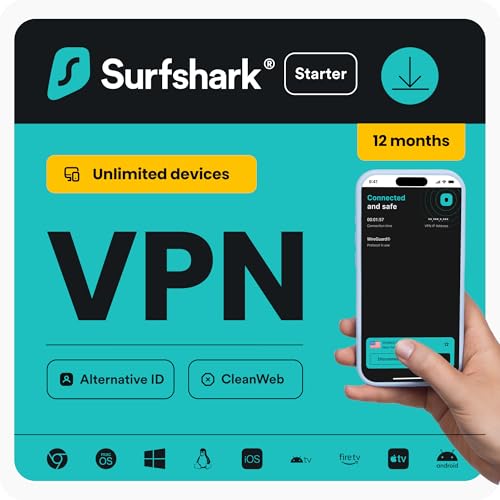 Surfshark Starter, VPN, 12 Months, Digital Code - Sports & Fitness Amazon Royaume-Uni à 29.99€