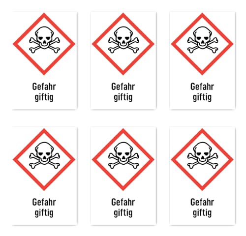 Aufkleber: 75x50 mm, 6 Stück - Gefahr giftig... - Fournitures Bureau en promo à 5.99€