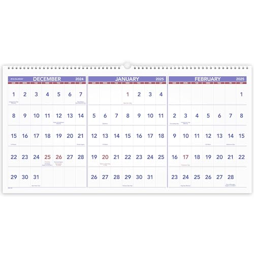 AT-A-GLANCE 2025 Wall Calendar, 25" x 12", Large... - Fournitures Bureau Amazon Royaume-Uni à 24.17€