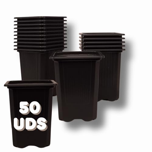 GROWMANIA.ES GROWMANIA Confezione da 50 vasi neri quadrati... - Jardin & Extérieur Amazon Italie à 4.93€