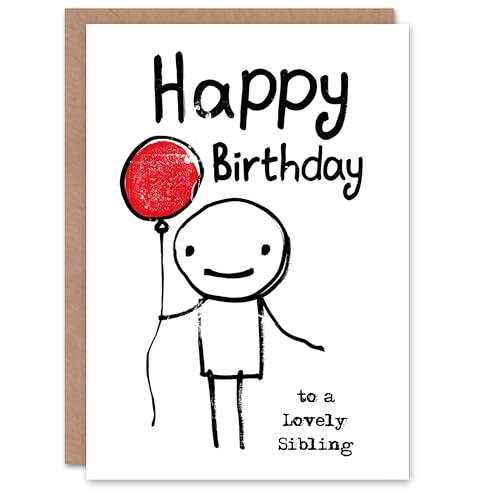 Artery8 Happy Birthday to a Lovely Sibling Stick Figure Red... - Nouvelle promo Amazon à 1.64€