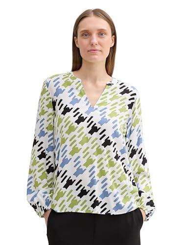 TOM TAILOR Camicia Donna con Scollo a V, Abstract... - Amazon Italy à 9.45€