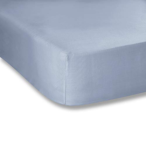 Plain Dyed Denim Fitted Sheet 90x200cm 100% Cotton Percale - Maison & Cuisine en promo à 9.73€