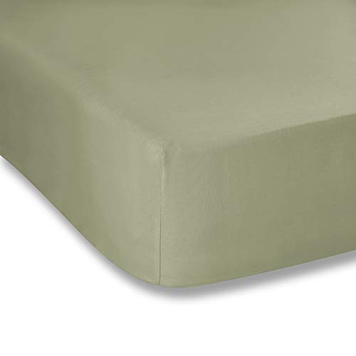 Plain Dyed Military Green Fitted Sheet 160x200 100% Cotton... - Home & Kitchen Amazon UK à 14.27€