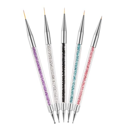 5 pcs Nail Art Brushes,Double Ended Nail Art Liner... - Bricolage & Outils en promo à 1.57€