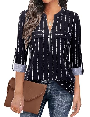 Siddhe Camicia da donna con scollo a V, maniche a 3/4, con... - Home & Kitchen Amazon Italy à 23.35€
