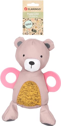 Flamingo BRITTY Puppy Toy Bear Taupe 17x10.2x25CM - Jouets & Jeux en promo à 8.08€