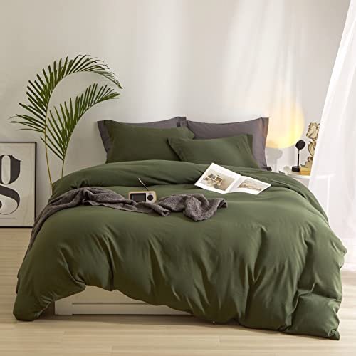 AMWAN Army Green Duvet Cover Set - Modern Soft Olive Green... - Maison & Cuisine Amazon Royaume-Uni à 11.04€
