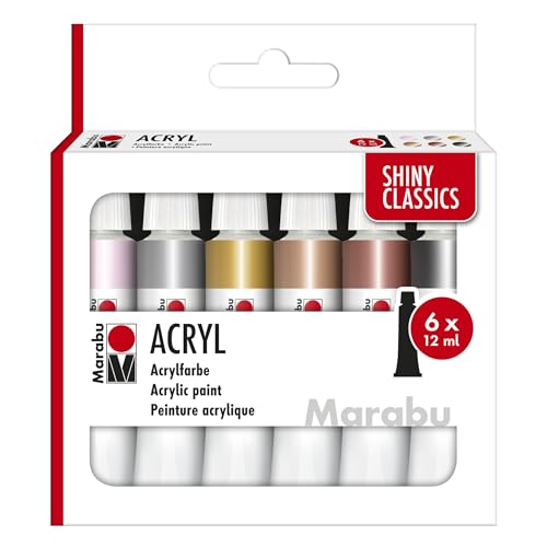 Set di colori acrilici Marabu SHINY CLASSICS, 6 x 12 ml di... - Bon plan à 3.70€