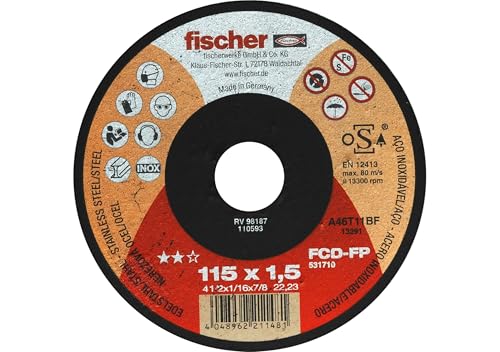 Fischer FCD-FP 115x1,5 INOX Disco da Taglio per Metallo e... - Bricolage & Outils Amazon Italie à 1.40€