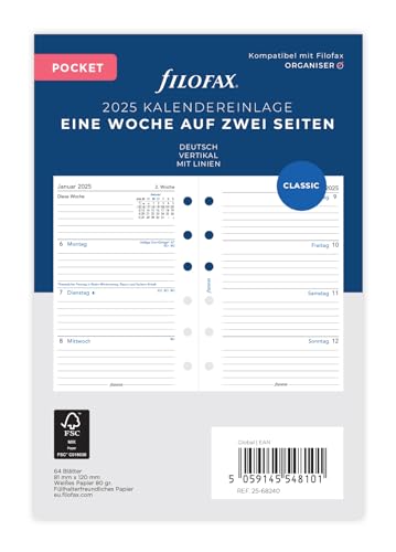 Filofax Pocket 1 semana en 2 páginas vertical (alemán)2025 - Bon plan à 4.84€
