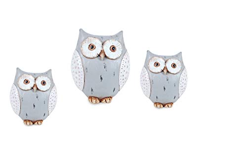 Set de 3 buhos Grises de Resina 8x5.5x9 cm y 14x11x17 cm - Amazon Espagne à 7.54€