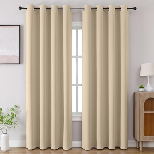 CUCRAF Light Beige Blackout Curtains 108 inch Length 2... - Amazon Royaume-Uni à 14.36€
