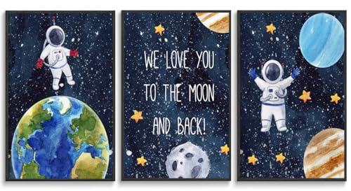 3 PCS Space Astronaut Canvas wall art Cool Galaxy Planet... - Maison & Cuisine en promo à 1.00€