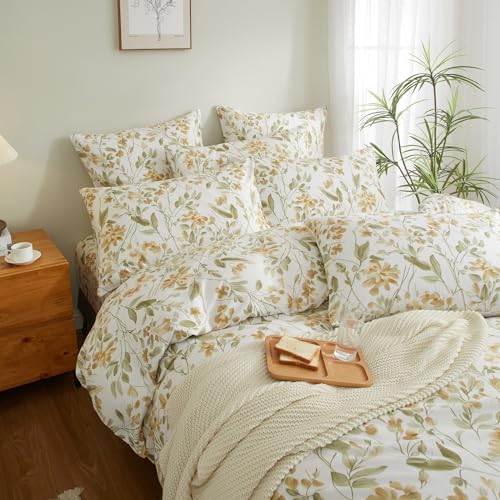 YASMENG Bettwäsche Blumen 220x240 Floral Motiv Gelb Grün... - Maison & Cuisine Amazon Allemagne à 11.70€
