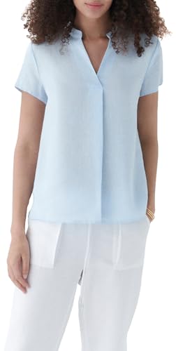 Caroll Blusa Manga Corta 100% Lino, Azul Cielo, 42 - Mode & Vêtements en promo à 30.00€