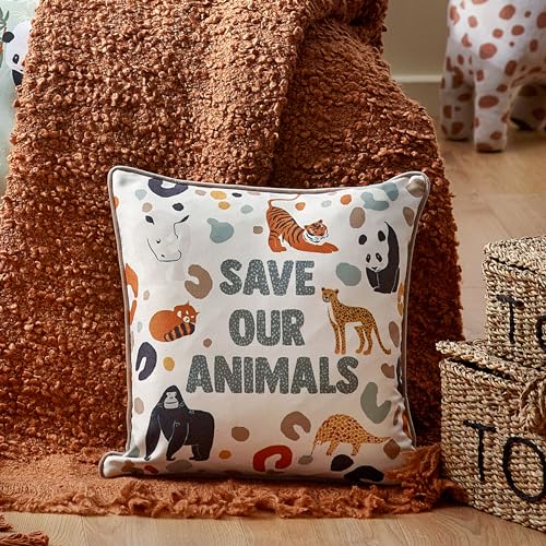 furn. little Wildlife Save Our Animals Piped Cushion Cover - Maison & Cuisine en promo à 10.08€