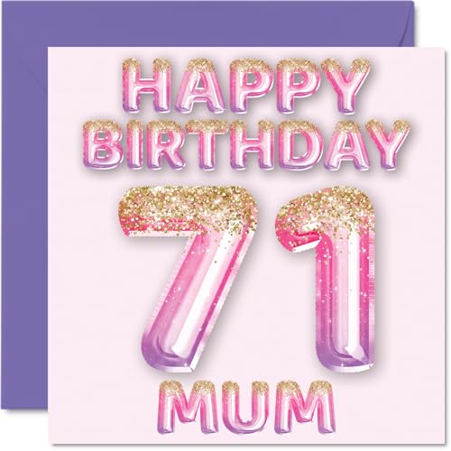 71st Birthday Card for Mum - Pink & Purple Glitter Balloons... - Sports & Fitness en promo à 1.94€