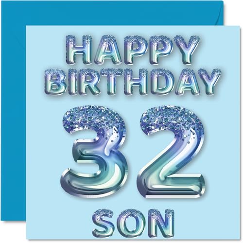 32nd Birthday Card for Son - Blue Glitter Party Balloons... - Sports & Fitness Amazon Royaume-Uni à 2.04€
