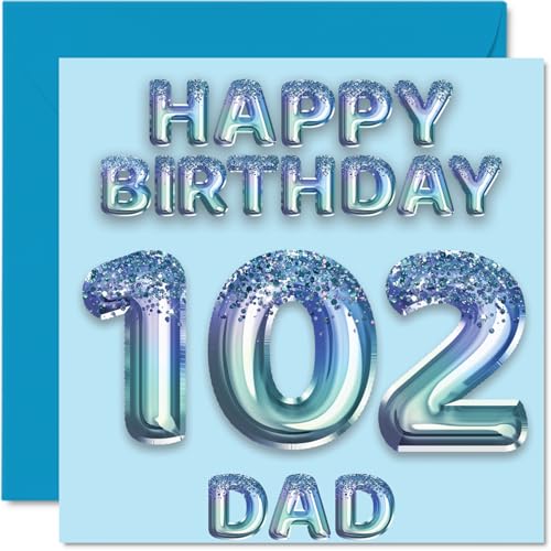 102nd Birthday Card for Dad - Blue Glitter Party Balloons... - Sports & Fitness Amazon UK à 2.79€