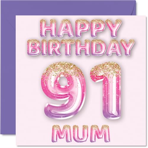 91st Birthday Card for Mum - Pink & Purple Glitter Balloons... - Sports & Fitness Amazon Royaume-Uni à 2.73€