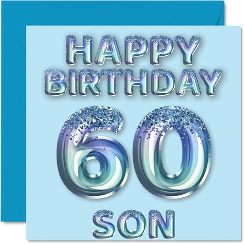 60th Birthday Card for Son - Blue Glitter Party Balloons... - Sports & Fitness Amazon Royaume-Uni à 2.67€