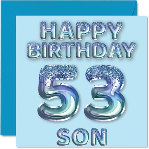 53rd Birthday Card for Son - Blue Glitter Party Balloons... - Sports & Fitness en promo à 1.91€