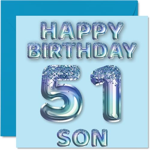 51st Birthday Card for Son - Blue Glitter Party Balloons... - Sports & Fitness en promo à 2.02€