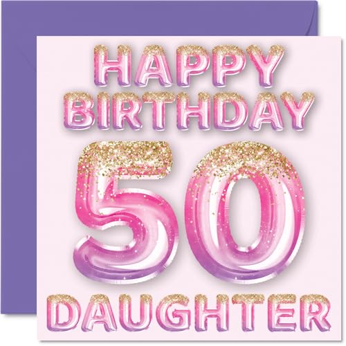 50th Birthday Card for Daughter - Pink & Purple Glitter... - Sports & Fitness en promo à 1.91€