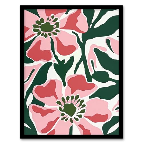 Artery8 Flower Blooms Pink Green Bright Abstract Painting... - High-Tech & Électronique Amazon Royaume-Uni à 12.99€