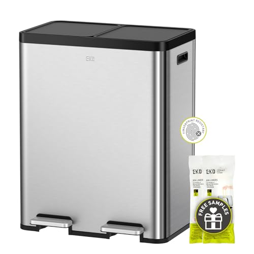EKO Essential 8+8 Gallon Dual Trash Can, Kitchen Step... - Sports & Fitness Amazon Royaume-Uni à 67.58€