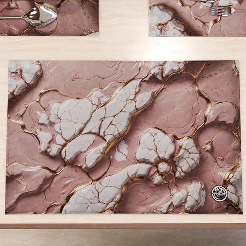 MARBLELIZED - Washable American Placemats, Mauve Marble... - Jardin & Extérieur Amazon Royaume-Uni à 10.50€